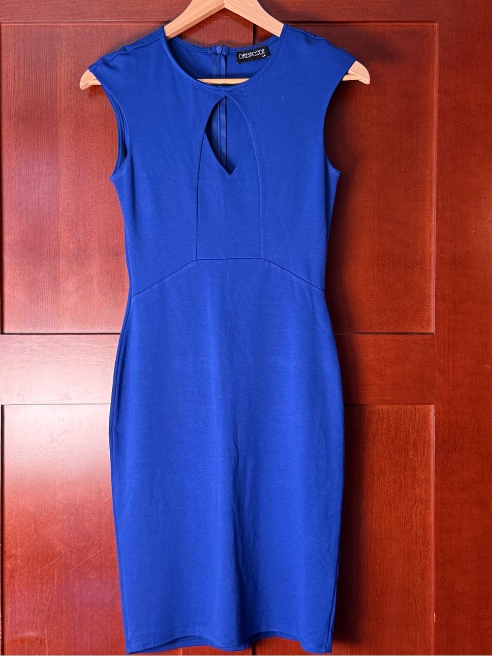Dresscode Royal Blue Keyhole Cutout Sheath Dress Cap Sleeve Size Medium